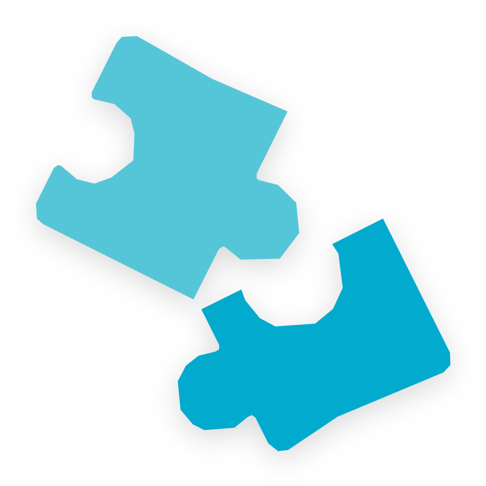 Twee puzzelstukjes die niet verbonden zijn